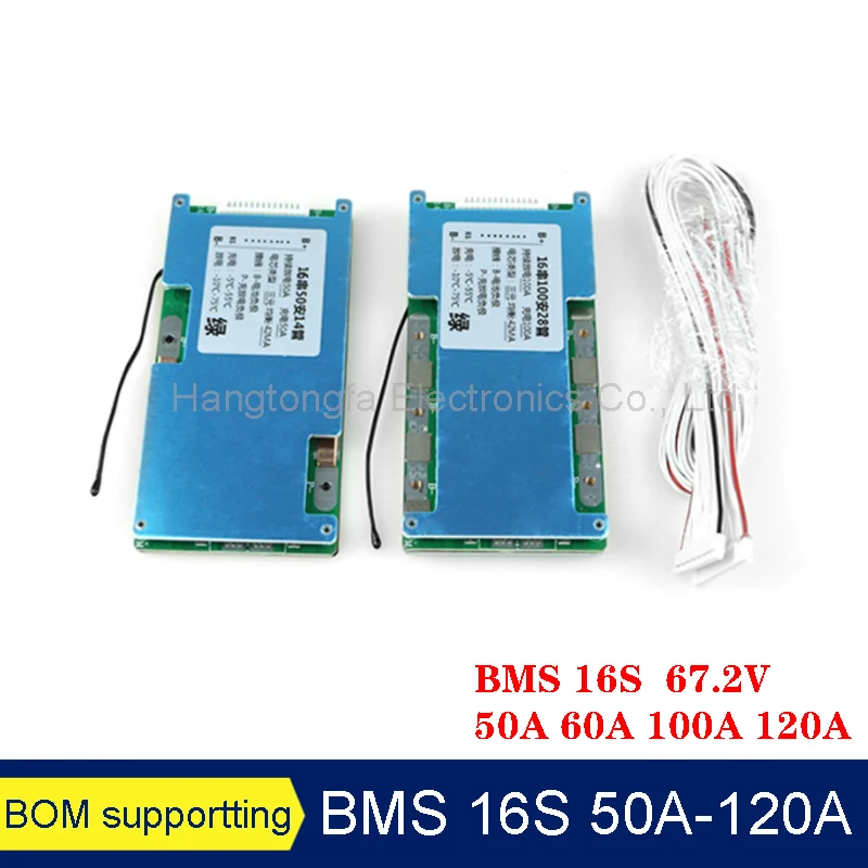 Bms 16s 50a 60a 100a 120a 67.2v Iron Lithium Battery Charge Protection Board With Balance Temperature Controlpower