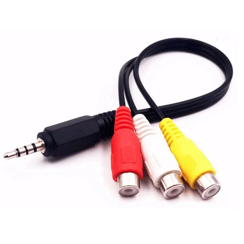 3.5mm one in three AV adapter cable Male to 3 RCA red white yellow video cable Lotus female audio adapter cable D3