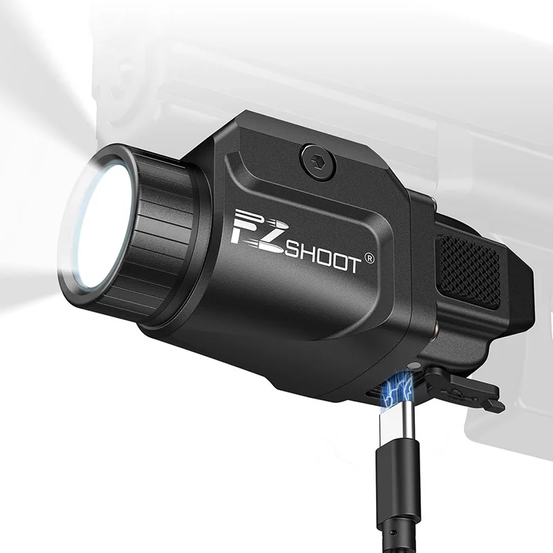 

500 Lumens Picatinny Flashlight Rechargeable Hunting Light with Strobe Mode Lightweight for GL and Picatinny Rail