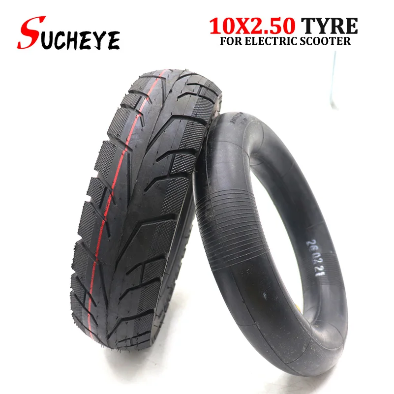 10 Inch 10x2.50 Tire TUOVT 60/80-6 Pneumatic Inner Tube Outer Tyre for Electric Scooter Front and Rear Wheel Replacement Parts