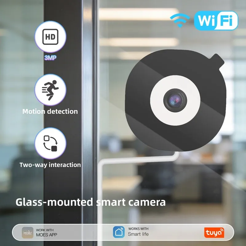 MOES Tuya WiFi6 glass door and window camera indoor shaking head smart security camera infrared night vision sports monitor