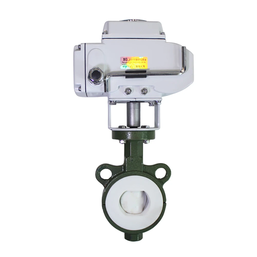 COVNA Motorized Valves Wafer type Dn125 anti-corrosion Electric Actuator Fluorine Eccentric Butterfly Valve