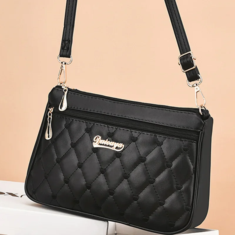 2024 new fashionable and versatile rhombic leather texture one-shoulder crossbody bag women's armpit bag