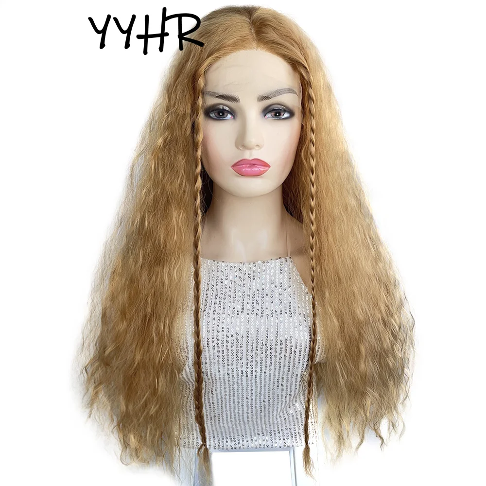 

Synthetic Natural Lace Wig for Woman Long Water Wave Blonde Curly 13X1 4X1 T Part Lace Fluffy Wig for Woman Cosplay or Party