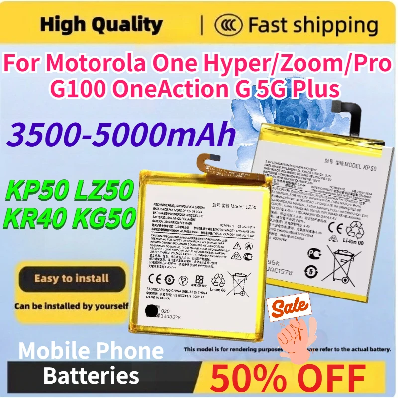 KP50 LZ50 KR40 KG50 Mobile Phone Battery for Motorola One Hyper/Zoom/Pro G100 OneAction G 5G Plus Replacement Li-ion Batteries
