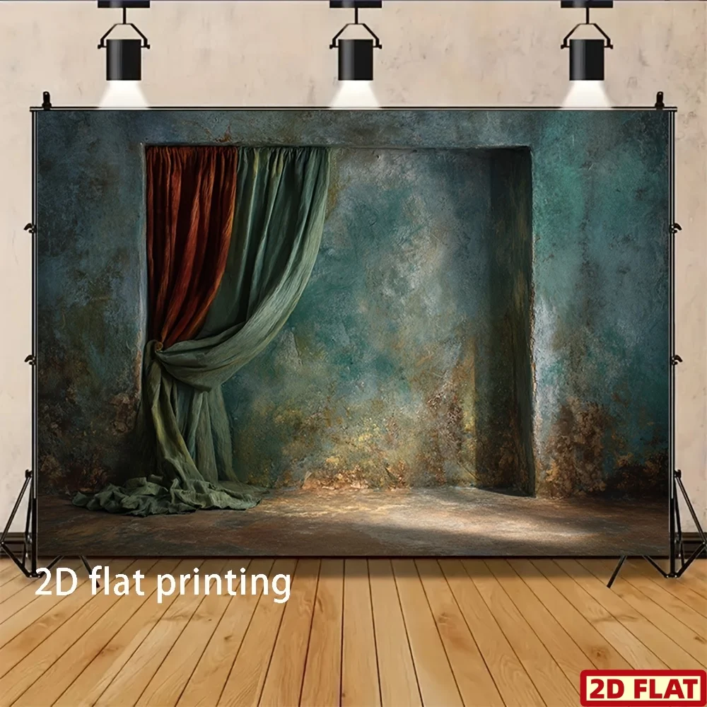 Vintage Grunge Wall Texture Backdrop 2D Flat Rustic Curtain Corner Decor for Studio Photography Portrait Background Fabric Cloth