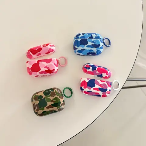 Fashion Creative Personality Colorful Camouflage Pattern Series With Hook Earphone Cover Case for AirPods 1 or 2 3 4 Pro 2 Pro 3