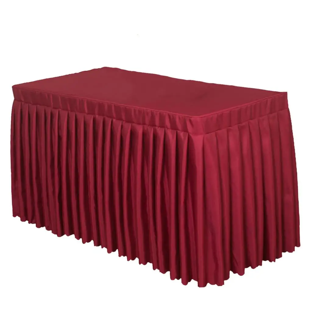 Fitted Table Skirt Polyester Home Decorative Table Cover Rectangular Tablecloth for Wedding Banquet Event Decor