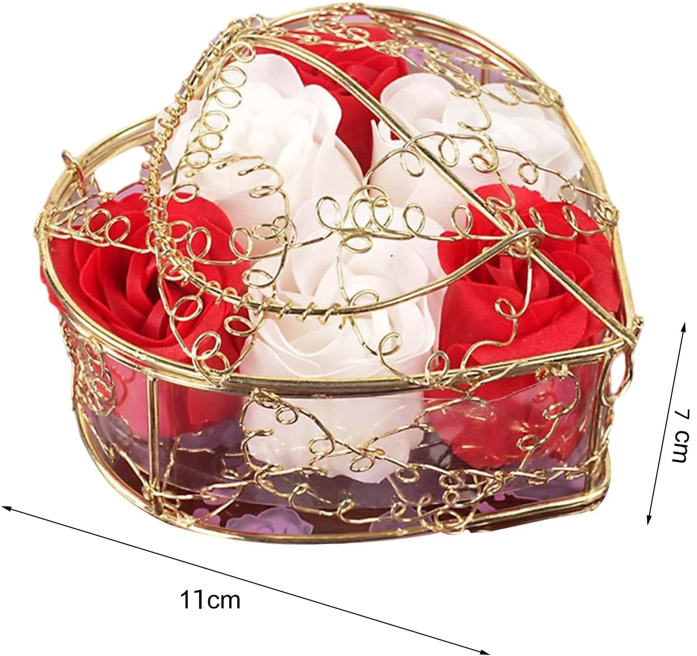 Pétalos de flores de rosa, regalos románticos de Navidad, caja de regalo de jabón de baño, cesta de hierro para experiencia de Spa, regalo para decoración de baño