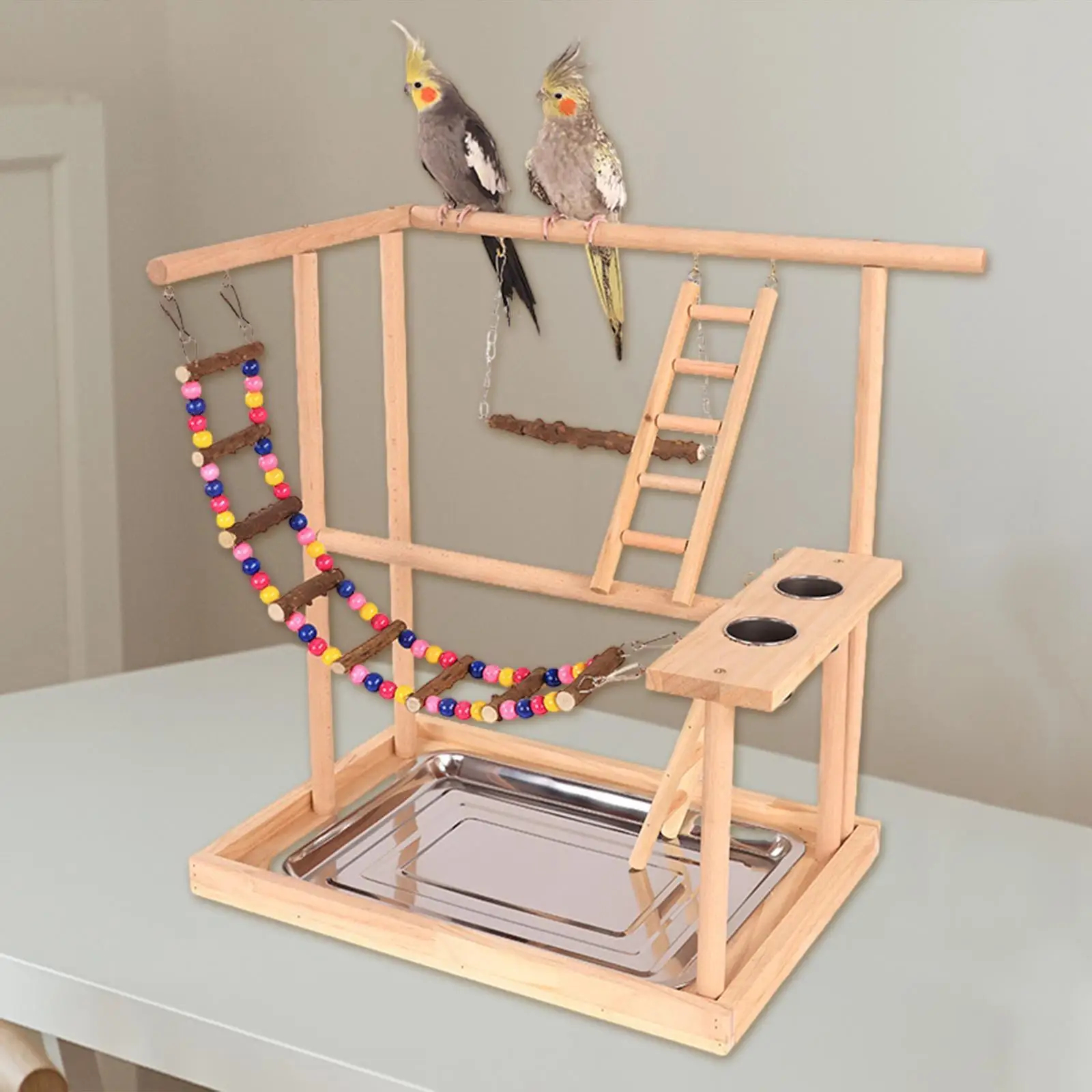 

Parrot Playground Exercise Playgym Sturdy Bird Play Stand Bird Perch Stand for Parakeets Cockatoo Macaw Lovebirds Training Toy