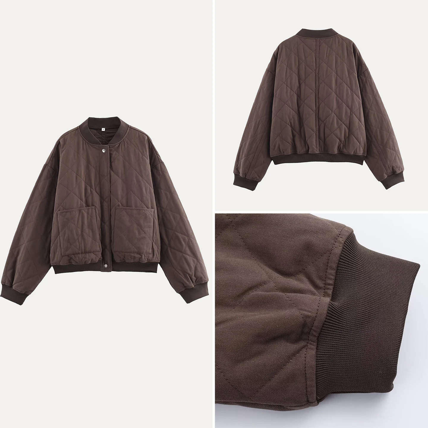 

Faionable Simple Stitched Pilot Jaet Women's Clothing Commute Sle Long Sve round Ne Cotton Coat Z Brand