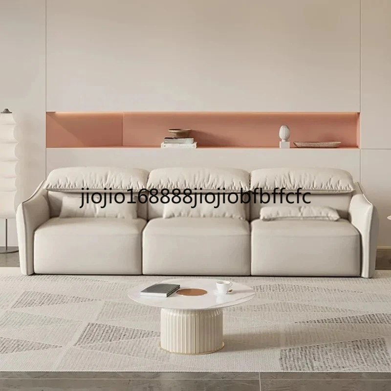 Suitable for remote control of electric function leather sofa bed, living room small apartment folding bed