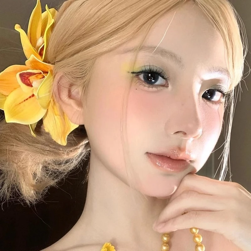 

Summer Flower Hair Claw Orchid Floral Hair Grab Clip Vacation Elegant Hair Side Clip Bohemian Style Fashion Styling Shark Clamp