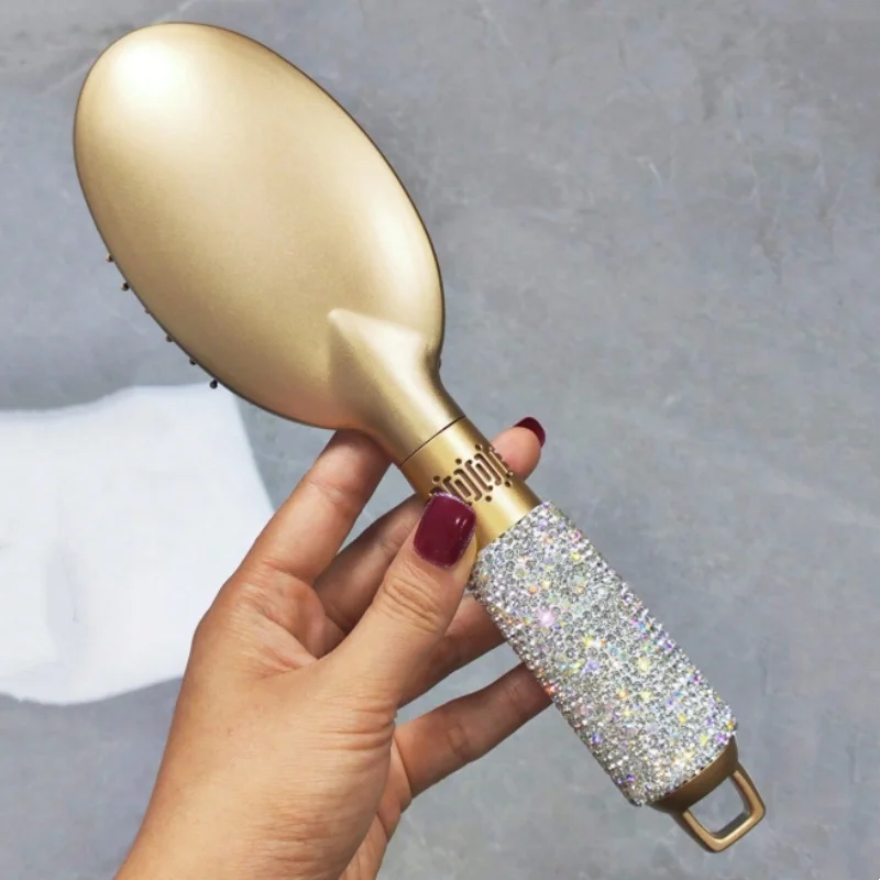 Air cushion comb with high beauty and sparkling artificial diamond inlay for hair combing, portable household comb