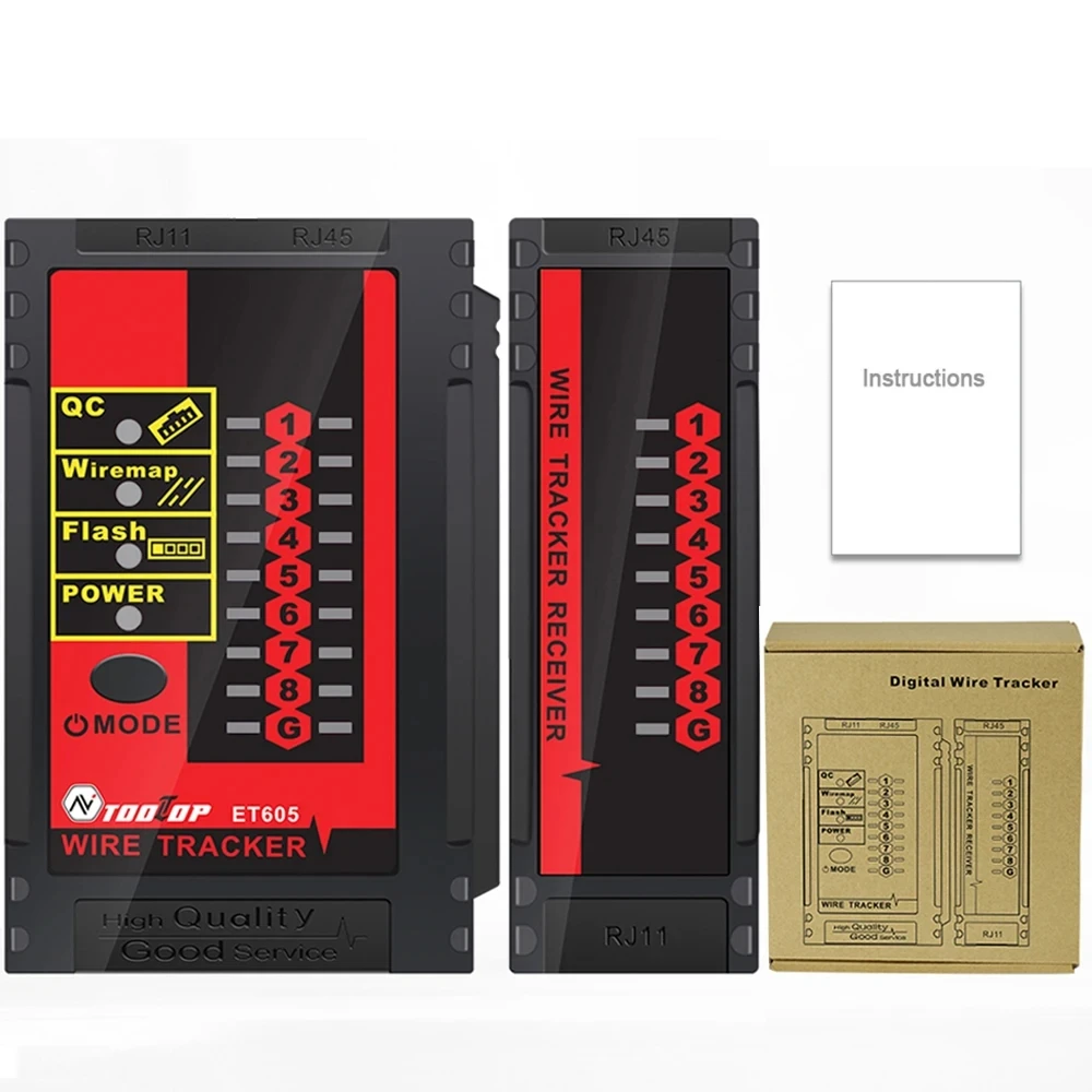 TOOLTOP ET605 Network Cable Tester POE QC LAN Cable Pairing Check Scan Cable Wiremap Cable Tester Tool Network Repair Detection