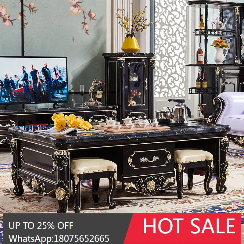 HLZ European Style Marble Kung Fu Tea Table Automatic Water Supply Tea Table  Small Apartment  Multifunctional Tea Table
