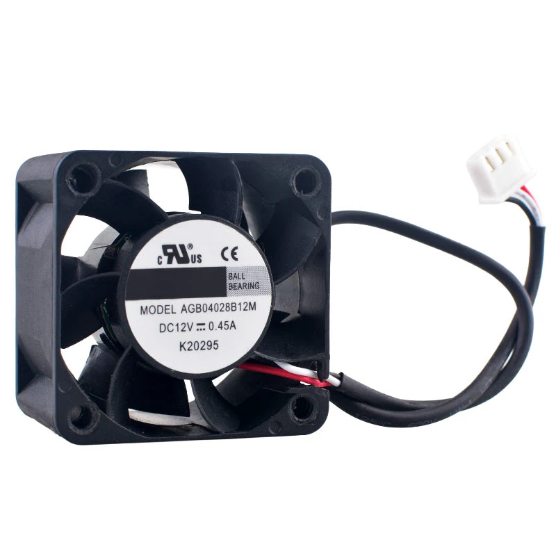 (2pcs) AGB04028B12M Dual Ball Bearing Cooling Fan 4cm 40mm 40x40x28mm DC12V 0.45A 3-Pin for 1U2U Power Supply Computer Hardware