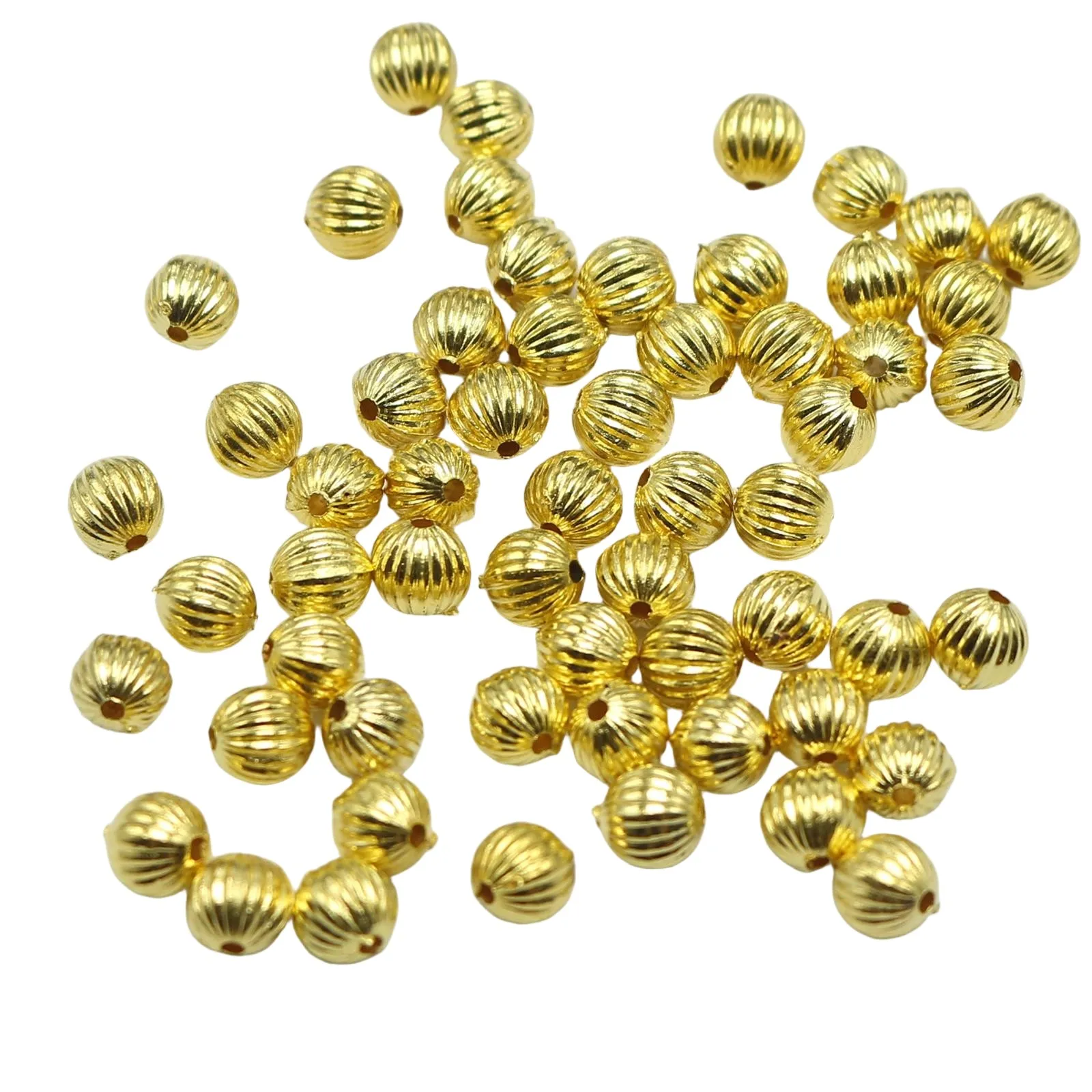 500pcs Golden Acrylic Corrugated Ball Round Spacer Beads 6mm