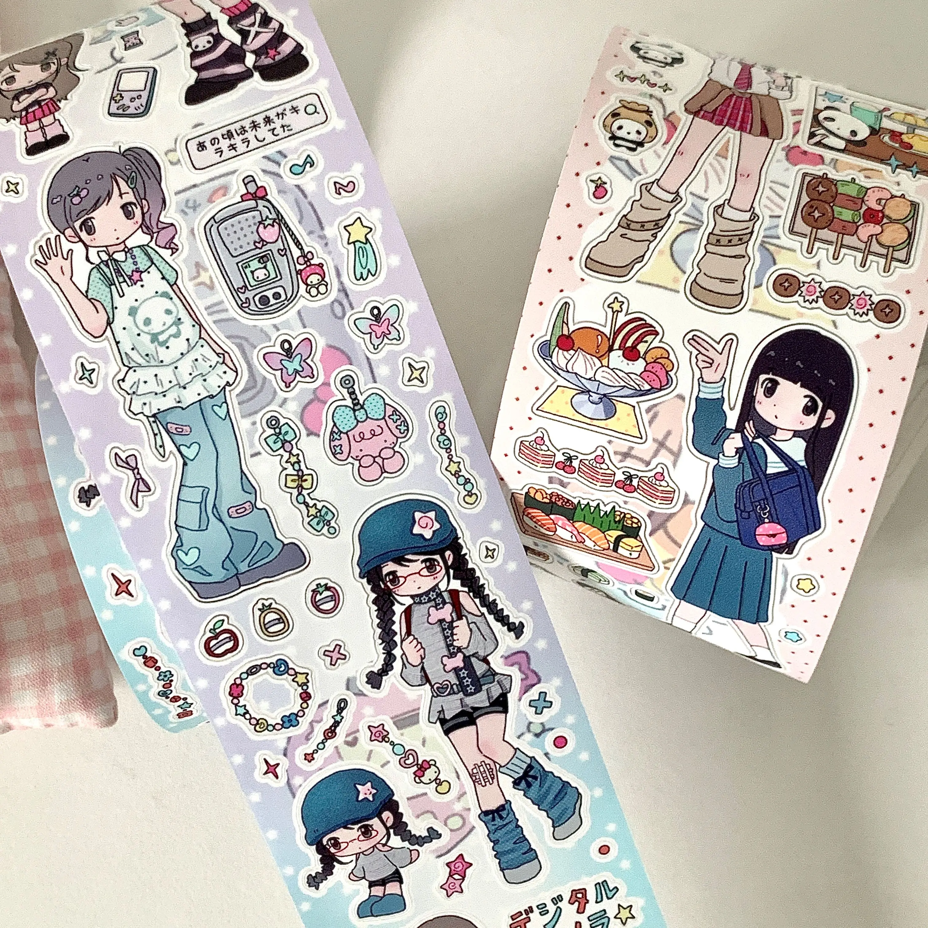 

Kawaii Girl Character Stickers Daily Routine Cute Adhesive Tape for Scrapbooking Diy Phone Luggage Motorcycle Laptop