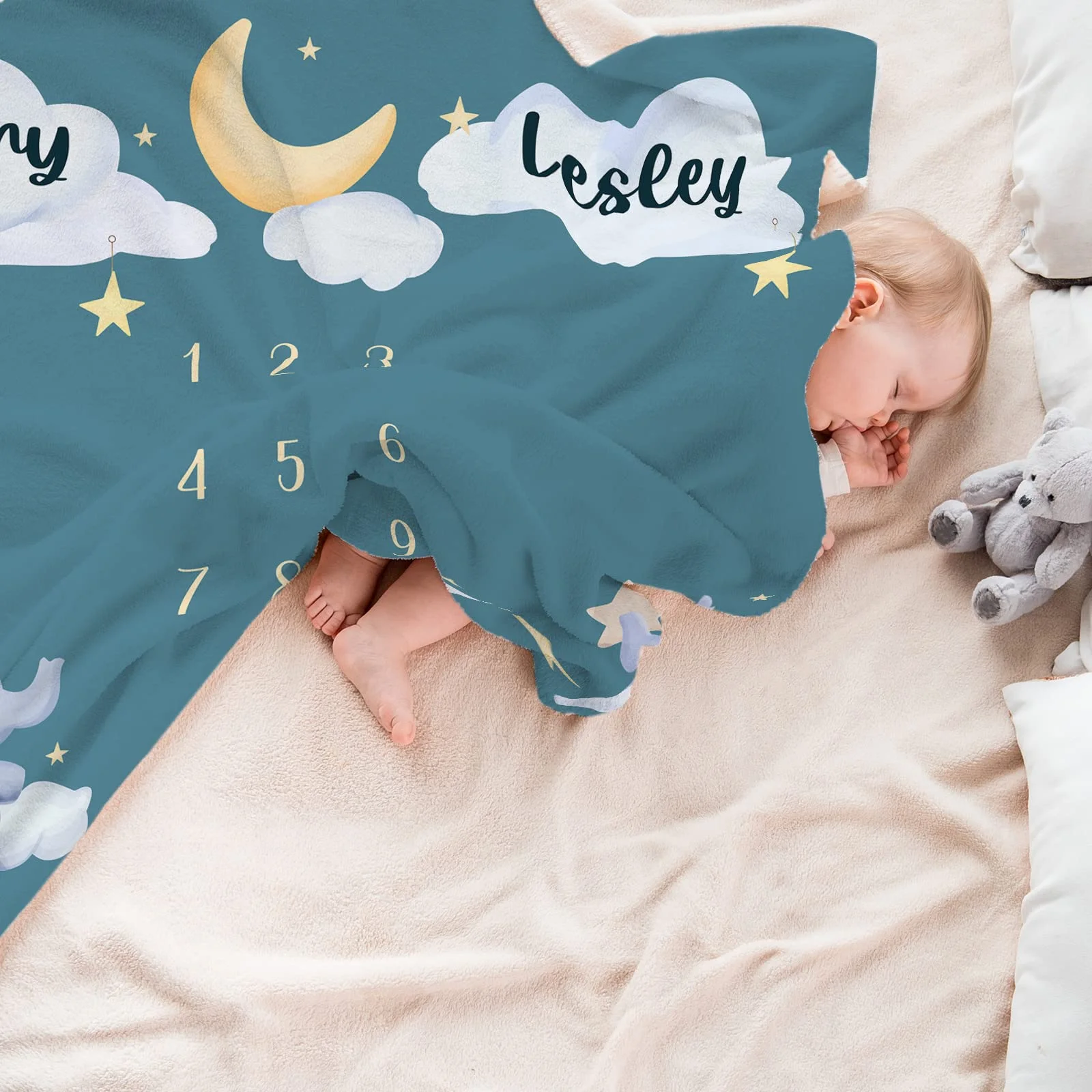 Manta de Hitos para Bebés Gemelos VIKAMA, Manta de Fotografía Conmemorativa Personalizada y Divertida, Regalo de Recuerdo para Baby Shower