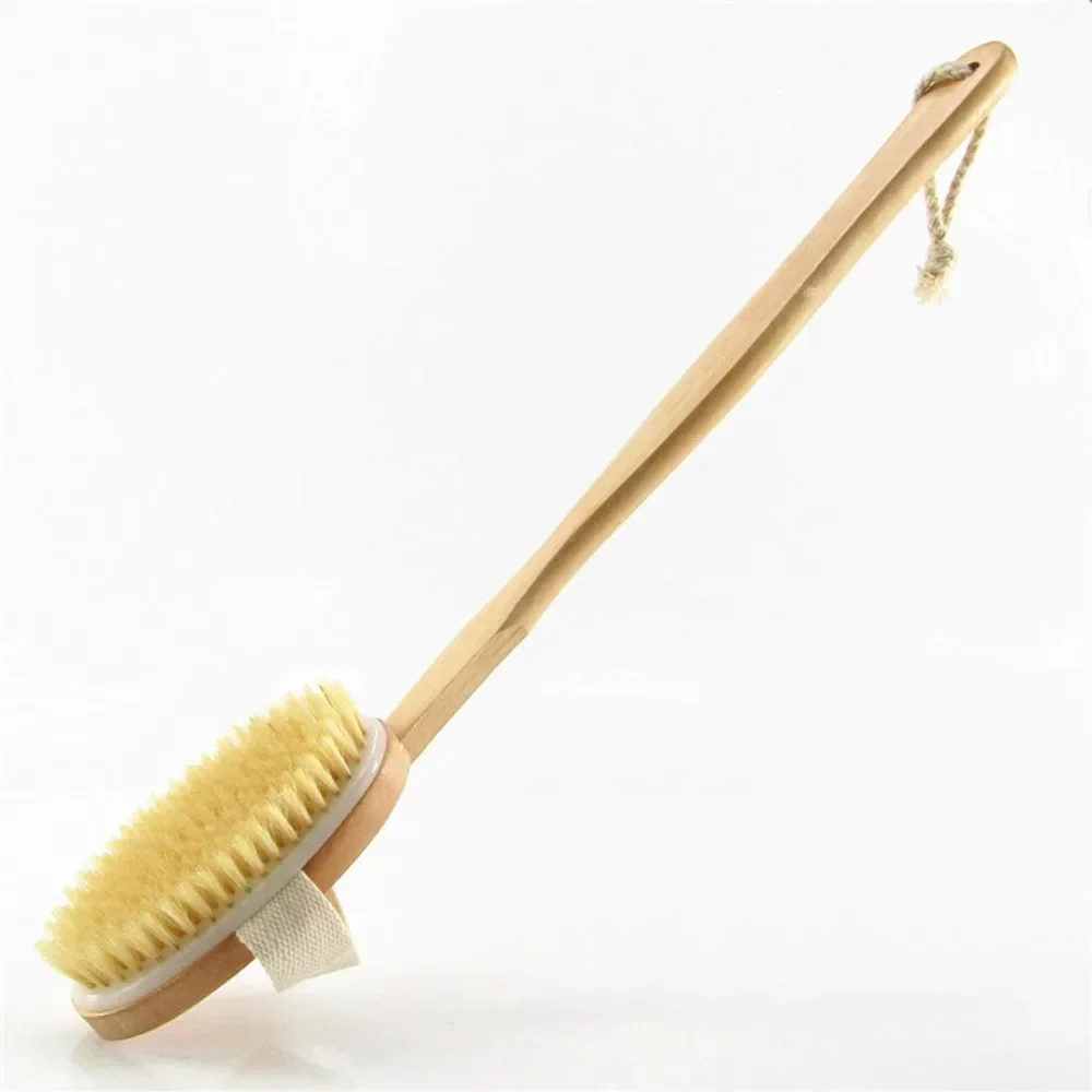 1Pc Wooden Detachable Long Handle Shower Body Brush Bathroom Wash Brushes Bathing Massager Back Exfoliating Brush Bath Tools