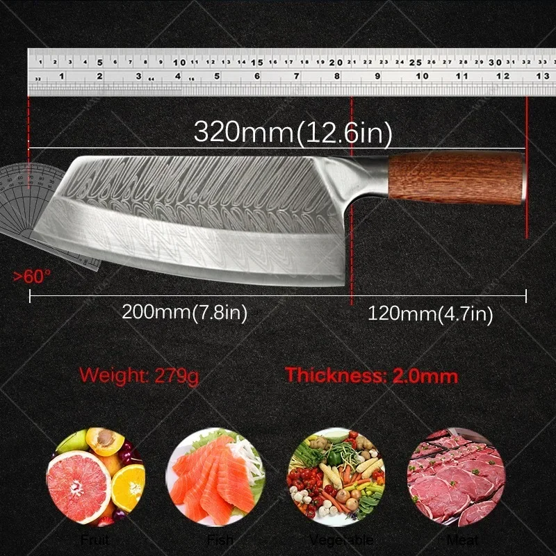 WXCOO Professional Kitchen Scissors Chef Knife Set Meat Vegetables Slicing Knife Stainless Steel Butcher Cleaver Knife