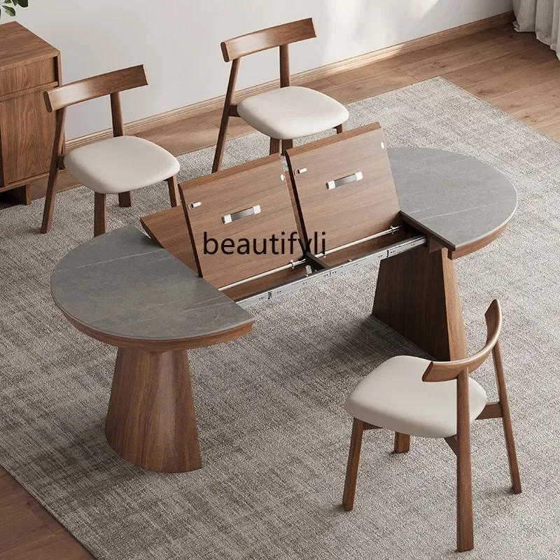 K185 Dining Table Convertible Round Table Small Apartment Dining Room Table Living Room Home Telescopic Invisible Foldable