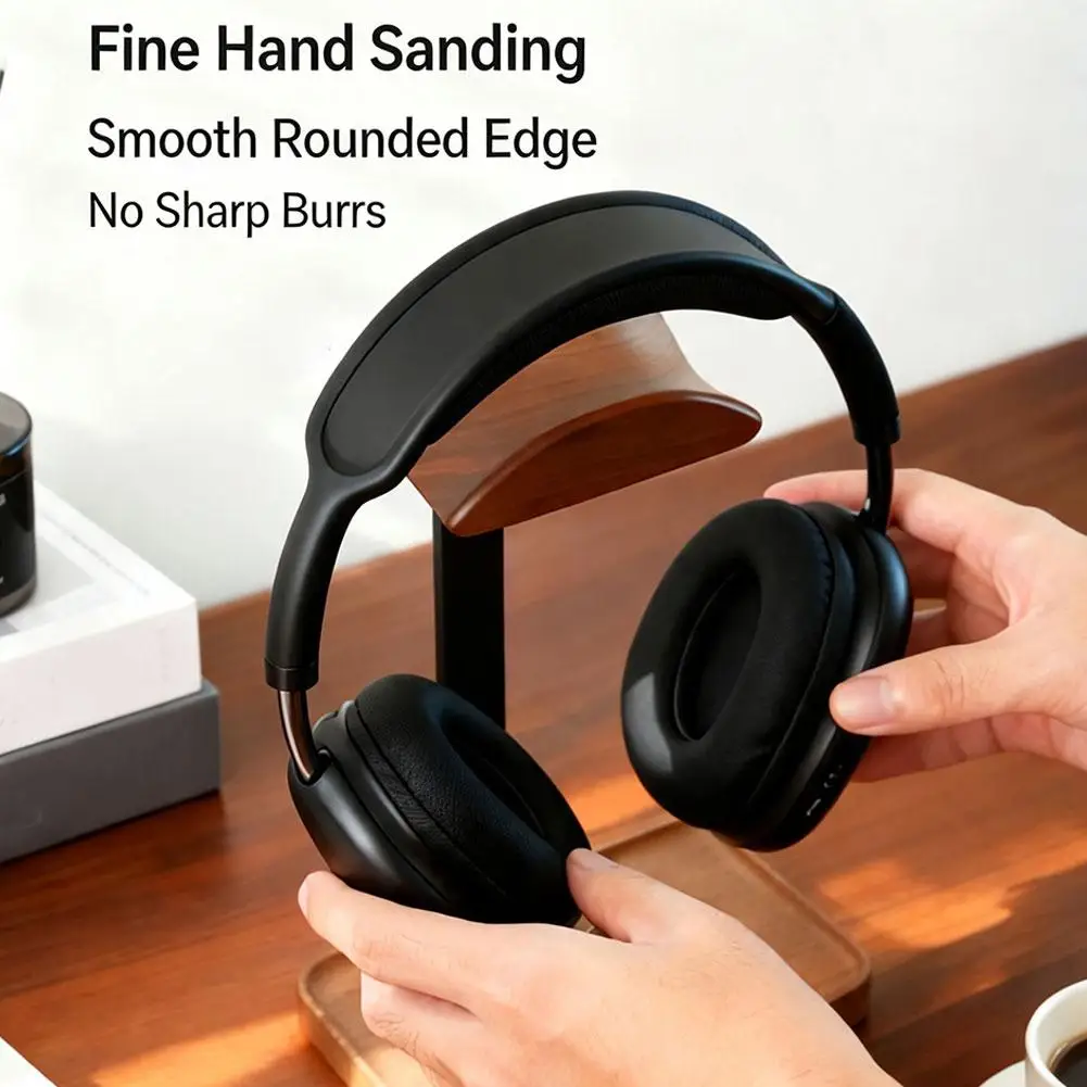 Walnut Headphone Stand Stores Desktop Items Desktop Storage Stand Non-Slip Base Suitable for Most Headphone Models