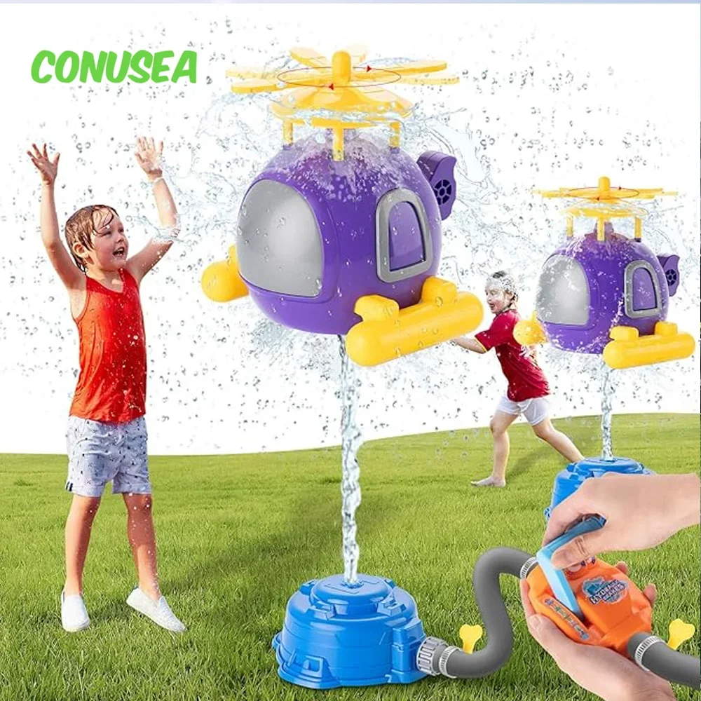 Helicopter Sprinkler Water Toy Kids Outdoor Games Sports Spray Water Powered Bath Toys for Yard Lawn Garden Boys Girls Children