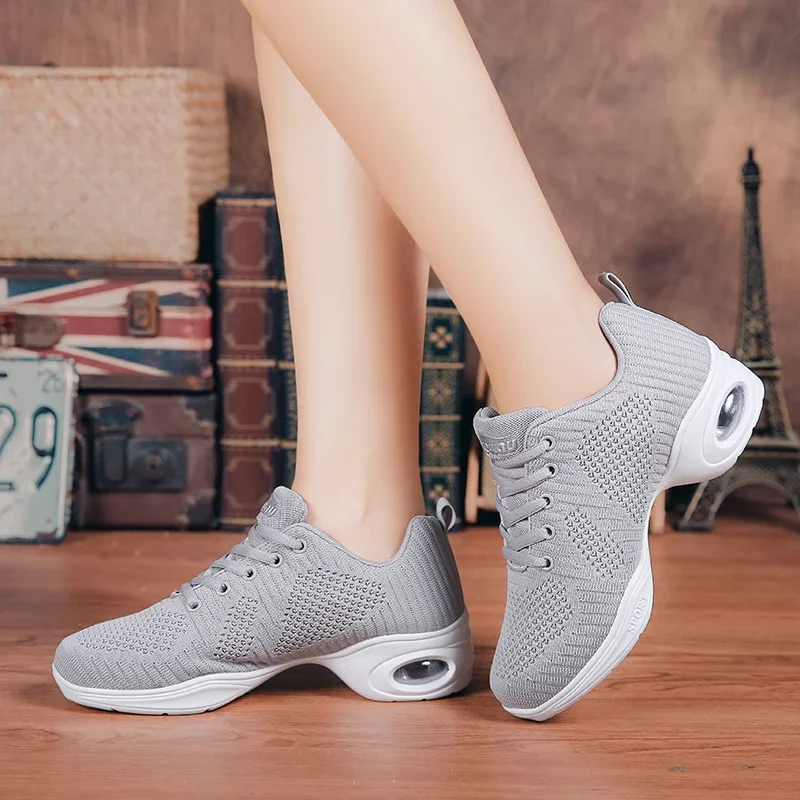 Breathable Mesh Jazz Shoes Woman Ladies Modern Soft Outsole Dance Sneakers Lightweight Female Dancing Fitness Shoes