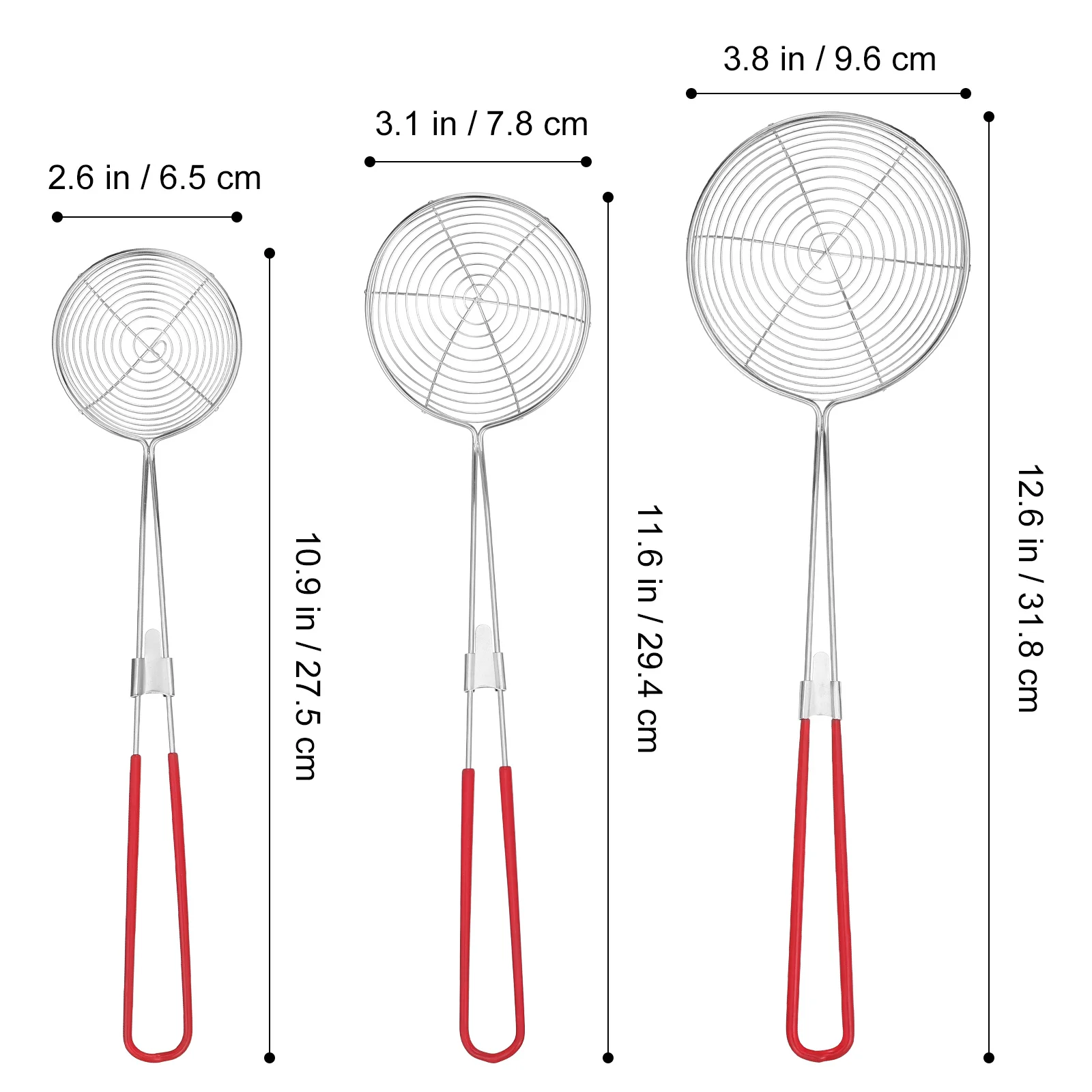 

3Pcs Stainless Steel Spider Strainer Set Rubber Handle Skimmer Ladle Colander for Cooking Food Draining Pasta Scoop Kitchen