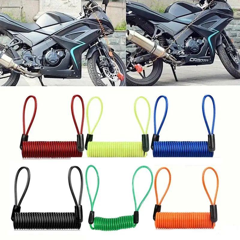

Helmet Motorcycle Disc Brake Lock Anti-Theft Spring Reminder Rope Bike Spring Cable Lock Rope Alarm Disc Lock Travel Wire Rope