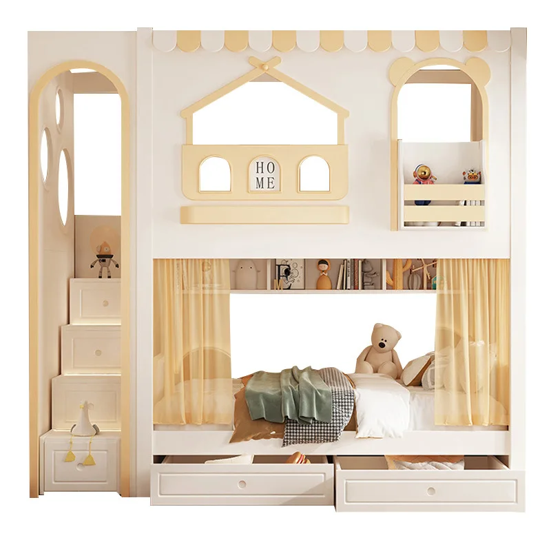 

Детская двухъярусная кровать-домик на дереве, высокая и низкая кровать, двухъярусная кровать для девочки-принцессы, кровать для родителей и детей, двуспальная кровать для мамы и ребенка, не мешающая друг другу кроватьящимся.