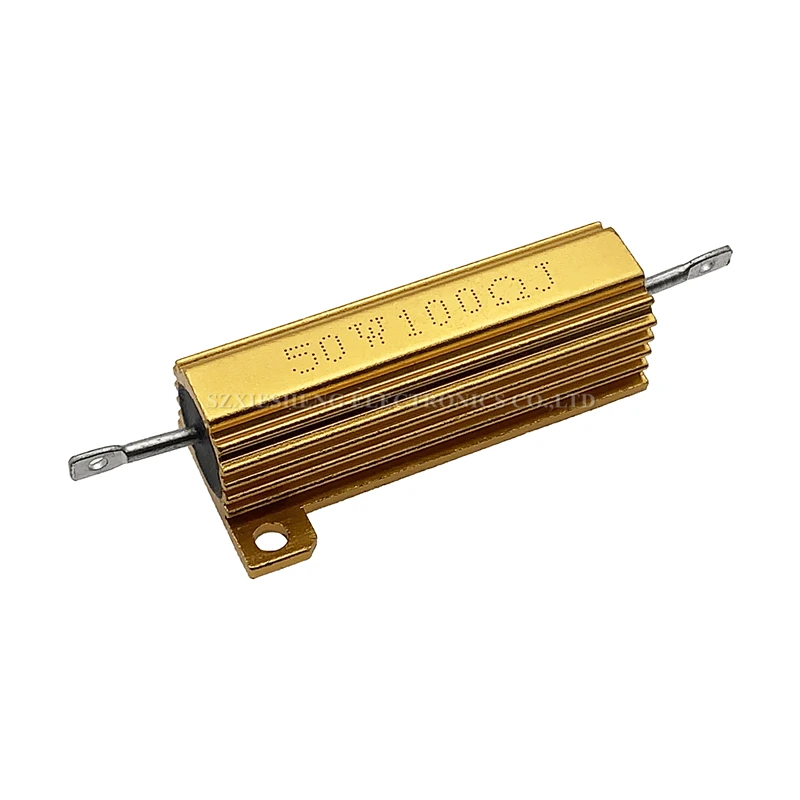 RX24 50W Aluminum Power Metal Shell Case Wirewound Resistor 0.01 ~ 100K 0.1 0.5 1 1.5 2 6 8 10 20 100 150 200 300 500 1K 10K ohm