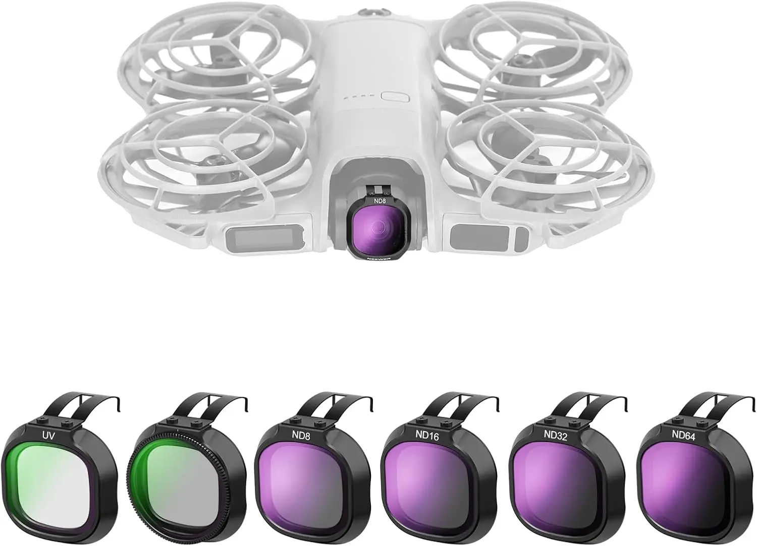 NEEWER UV + CPL + ND-filterset, neutrale dichtheid (ND8/16/32/64) circulair polariserende filterpolarisator alleen voor DJI NEO 2,