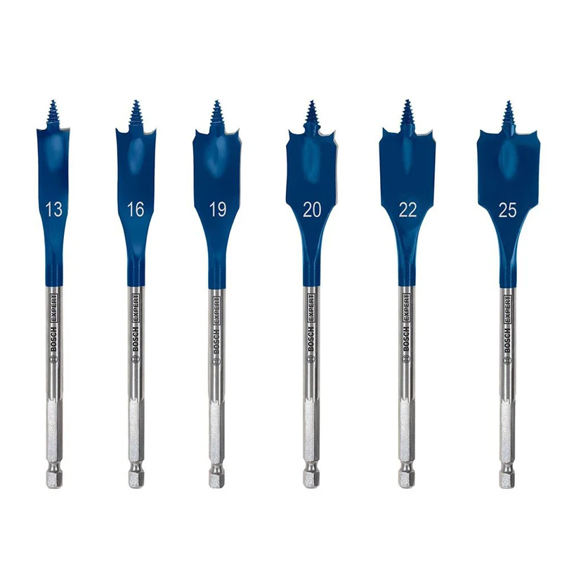 BOSCH 2608900333 Expert Self Cut Speed Flat Spade Thread Drill Bit Set 13-25mm 6pcs 152MM Drill Hole Bits For Woodworking view 4