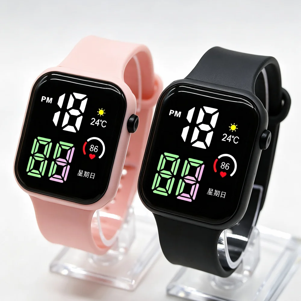 LED Watches for Kids Fashion Digital Wristwatches Silicone Strap for Children Boys Girls Student Electronic Watch Clock