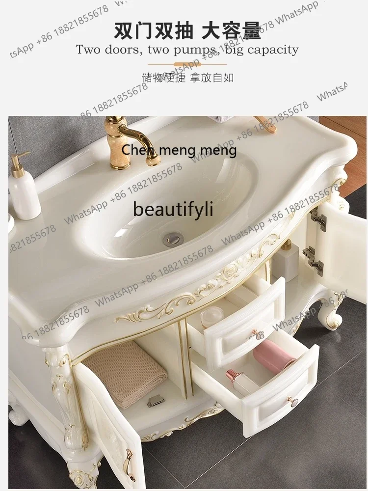 ss cn8350 European-Style Bathroom Cabinet Assembled Cabinet Bathroom Washbasin Cabinet Wash Basin Washstand Floor-Standi