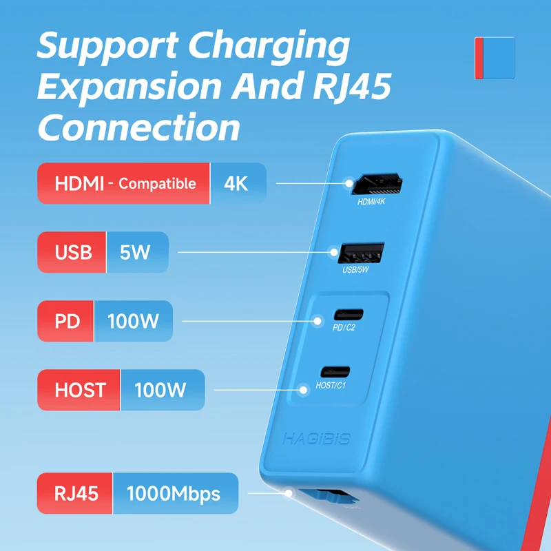 Imagem -02 - Hagibis Switch Docking Station Switch Dock Gan Carregador Rápido Compatível com Hdmi 4k Rj45 Laptop Rog Ally 30w 100w