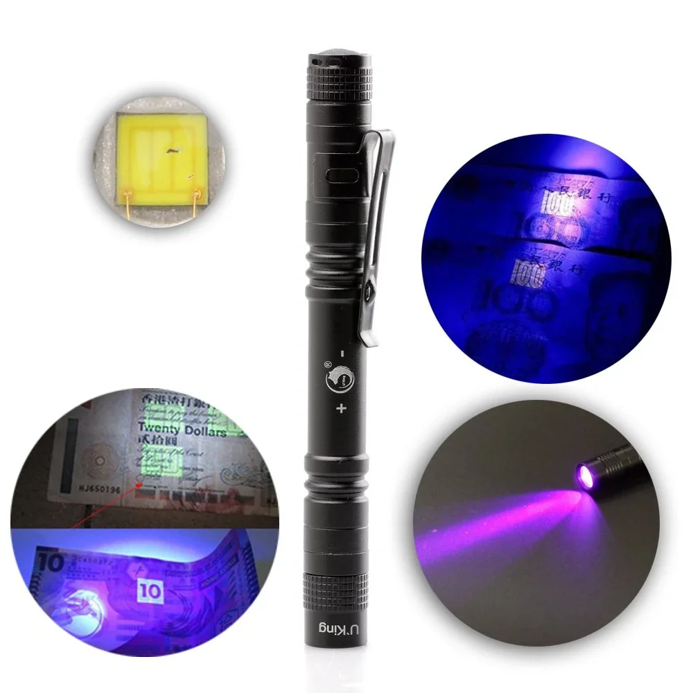 

395nm UV Mini LED Flashlight for Counterfeit Money Distinguishing IPX-4 Standard Water-resistant Drop Shipping