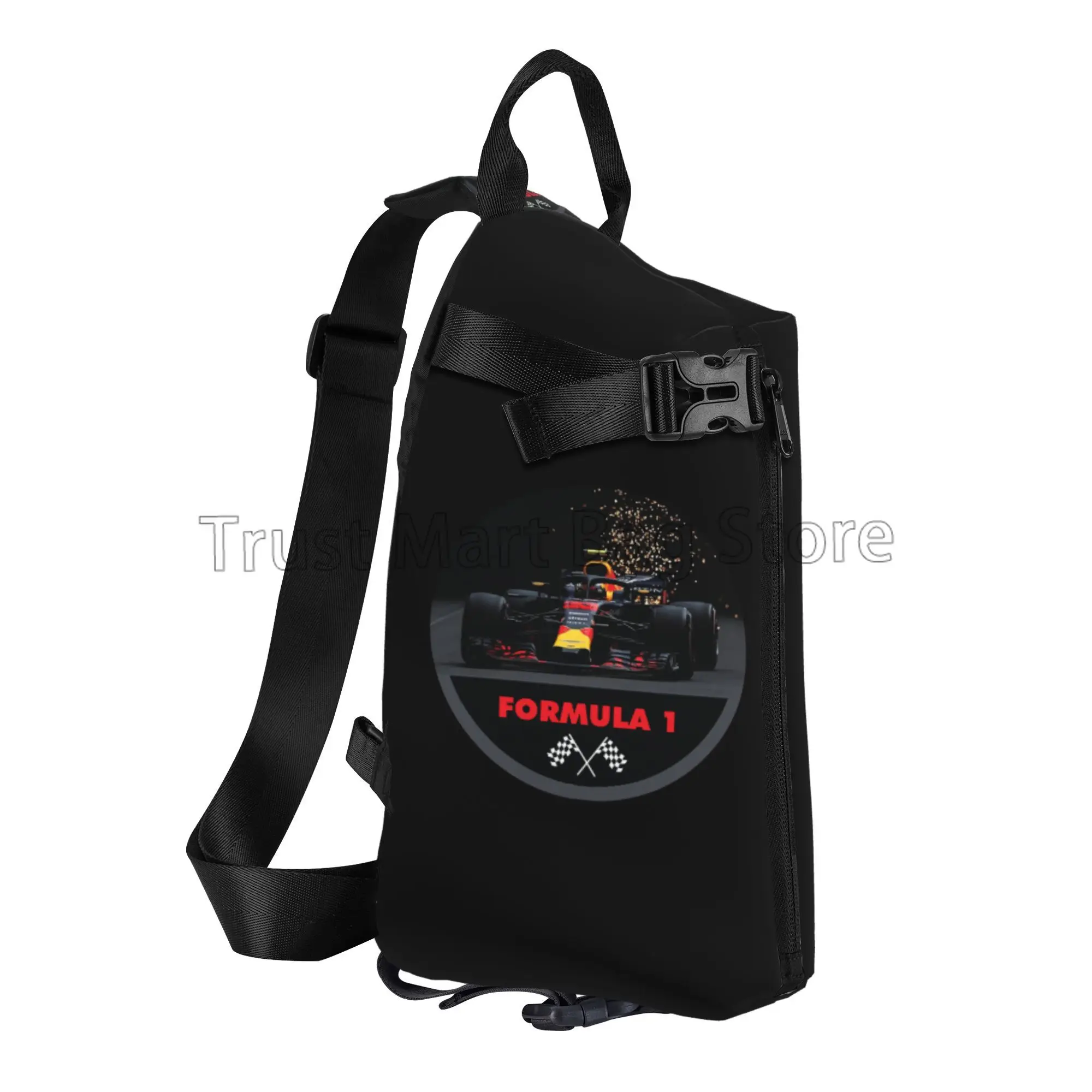 F1 Car Racing Chest Bags for Men Graphic Design Shoulder Bag Casual Crossbody Backpack Travel Sports Hiking Cycling Sling Bag