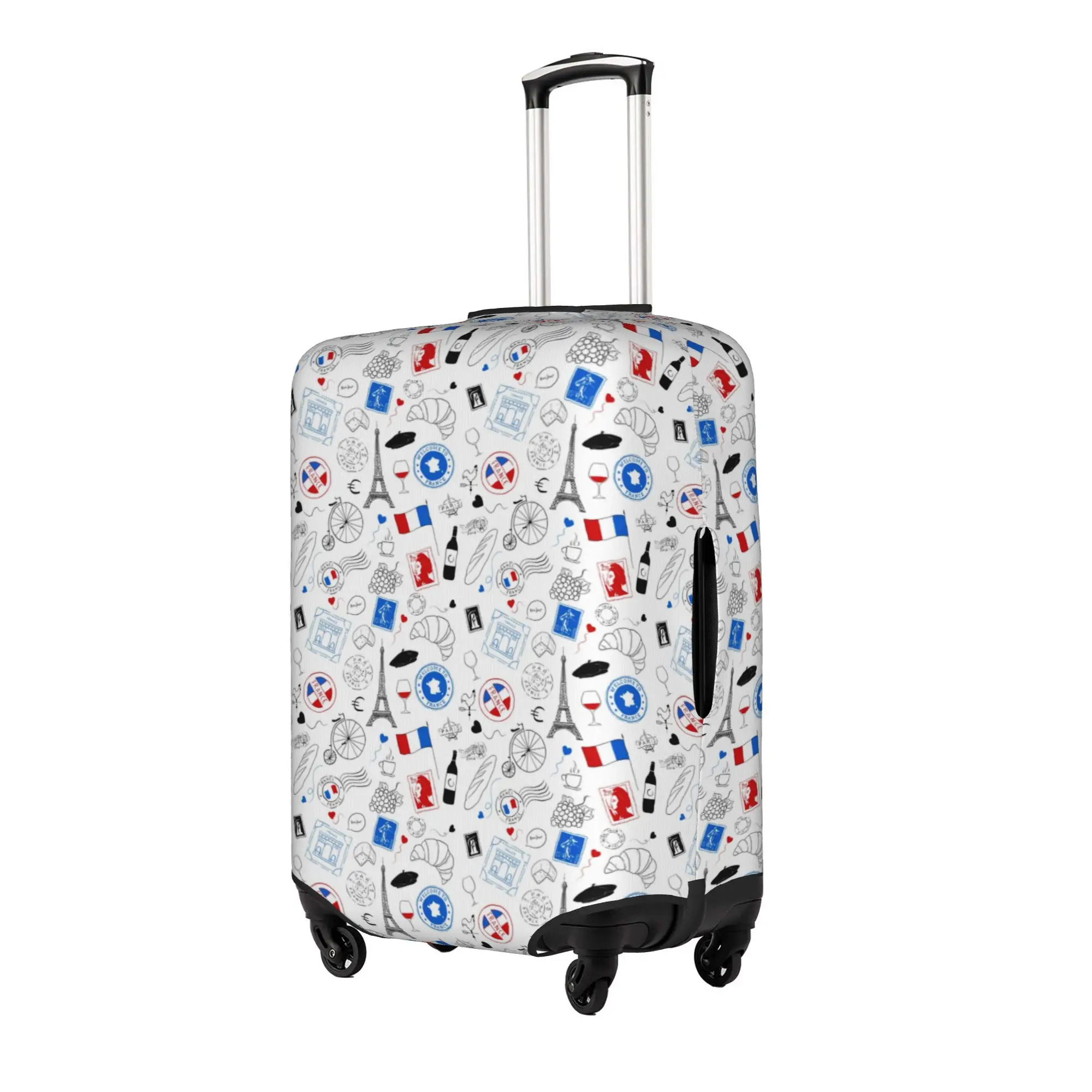 Passport to France Travel Luggage Cover Elastic Eiffel Tower Paris Love Suitcase Cover Protector Fit 18-32 Inch 2