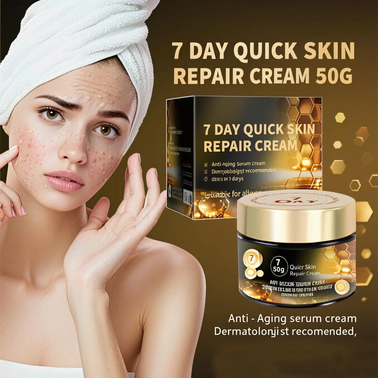 7 Day Quick Skin Repair Cream 50g - Anti-Aging Serum Cream with Collagen & Hyaluronic Acid, Reduces Wrinkles & Acne Scars 2025.