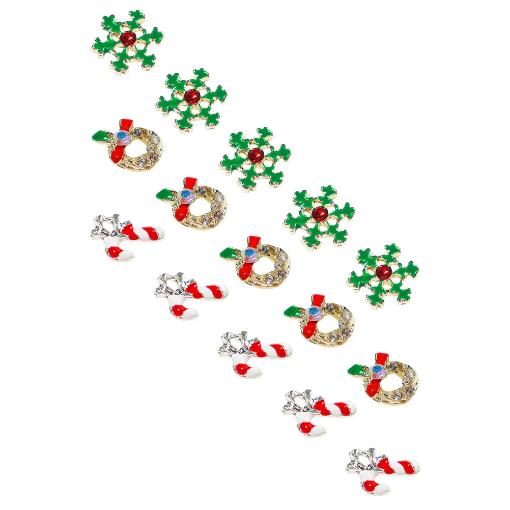 

15Pcs Holiday Nail Patches Christmas Manicure Supplies DIY Nail Art Decorations Shiny Alloy Fingernail Charms for Women