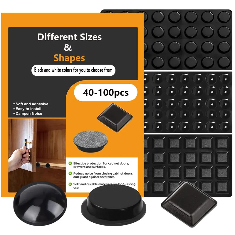 Clear/black Door Stops Self adhesive Silicone Rubber Pads Cabinet Bumpers Rubber Damper Buffer Cushion Furniture Hardware