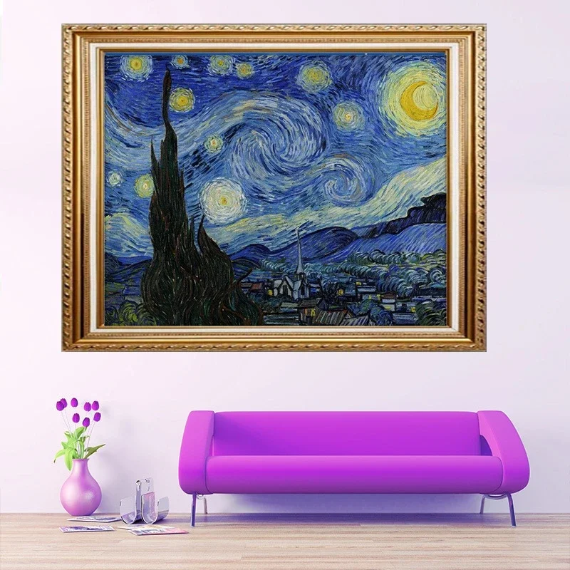 

DIY full Diamond Embroidery,Round Diamond Van Gogh Starry Sky Living room decoration rhinestone beads Diamond painting