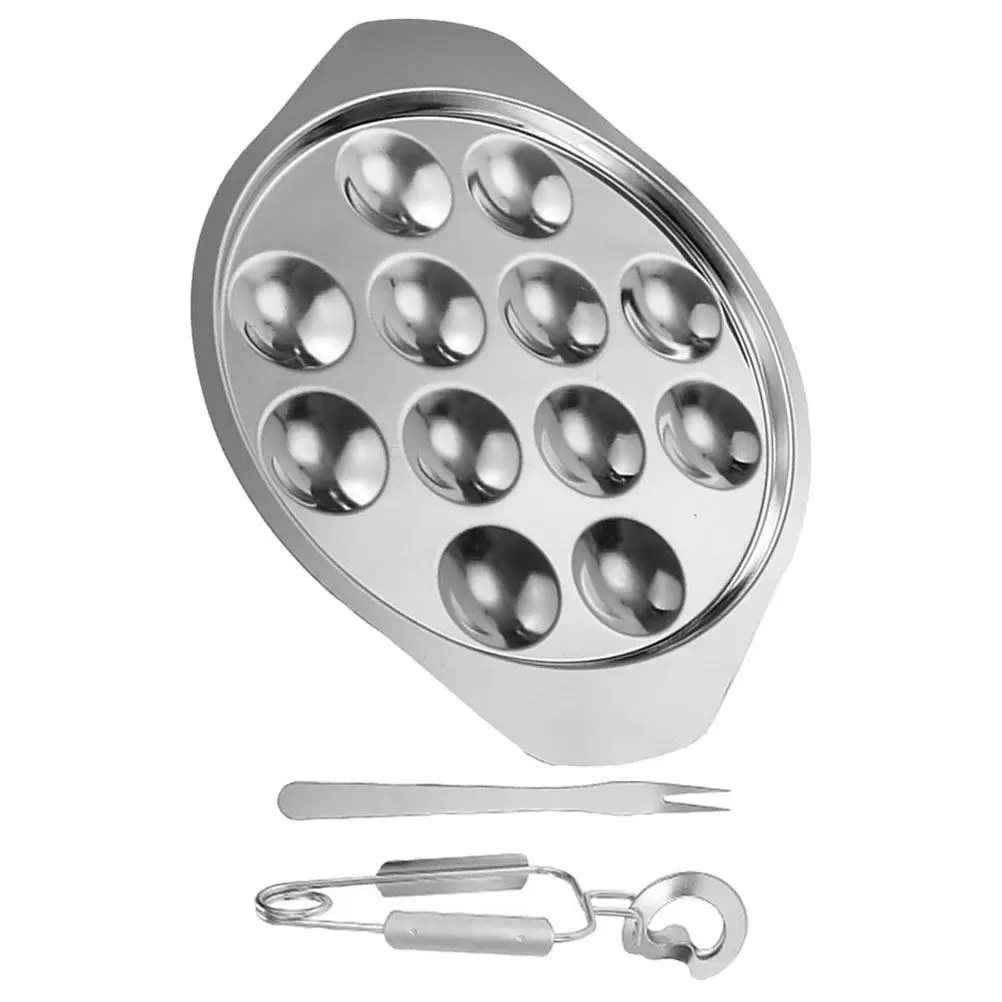 1Set Stainless Steel Escargot Baking Plate 12 Holes Heat Resistant Dishwasher Safe for Snail Oyster Conch Shellfish Home