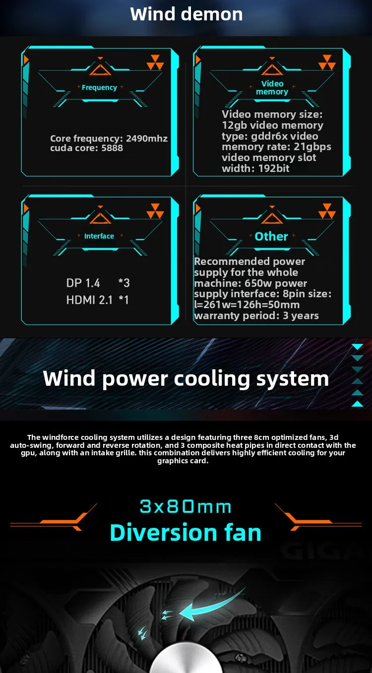 بطاقة رسومات منفصلة للألعاب GeForce RTX4070 WINDFORCE OC WF3 12G #6