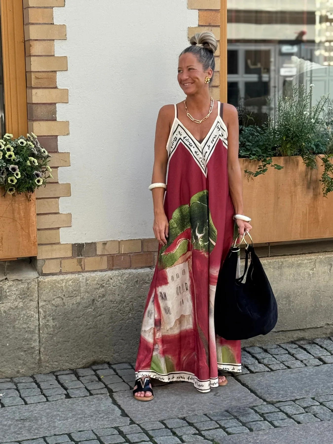 Casual Boho Printed Dress For Women Loose V-neck Suspender A-line Big Hem Long Dress Summer Fashion Vacation Style Dresses