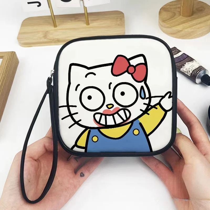 Sanrio حقيبة فوط صحية ، أنيمي ، Hello Kitty Pads ، حقيبة تخزين كرتون ، مواد نظافة نسائية ، حقيبة مكياج